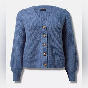 NWT Torrid Cardigan Blue Button Front Sweater 3X